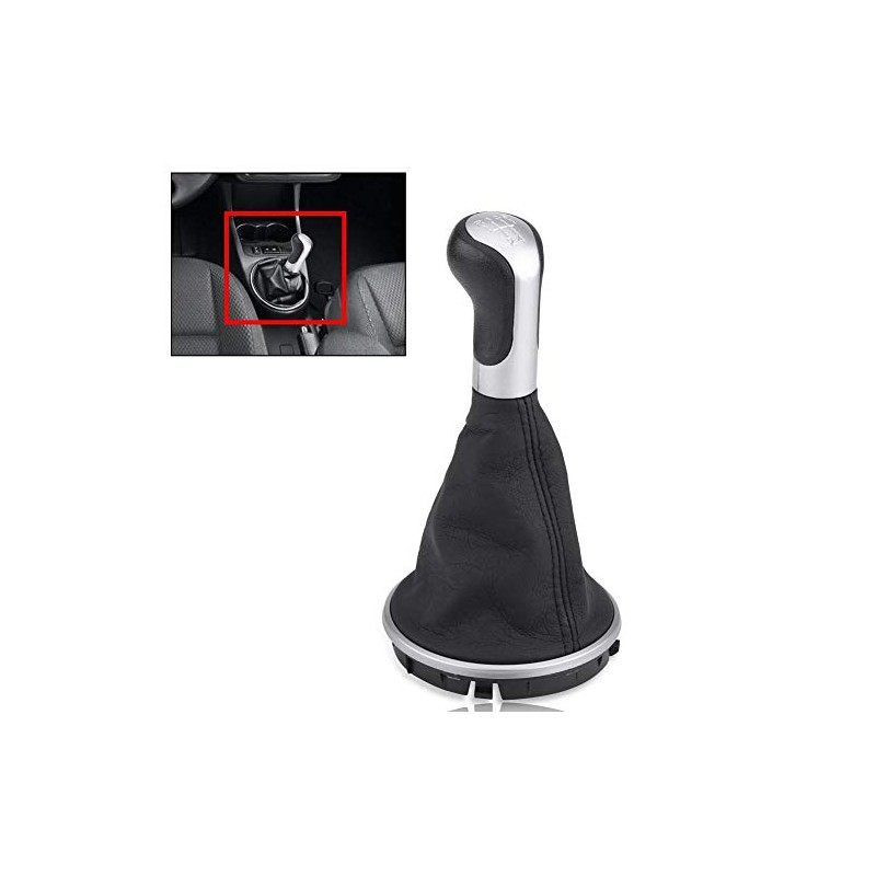 Keenso 5 Speed Gear Shift Knob PU Leather Plastic Gear