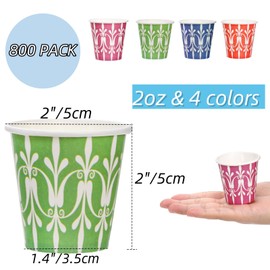 Goaste 800 Pack 2 oz Disposable Bathroom Cups, Colorful Small Mouthwash Cups, Mini Paper Cups, Multicolor Espresso Cups, Snack Cups, Rinse Cups for Bathroom, Party, Picnic, BBQ, Travel, Home and Event