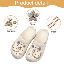 AOEVUIR Shoe Charms, Shoe Charms, Shoe Pendants, PVC Shoe Charm for Crocs for Girls, Women, Children, Glitter, Pack of 10