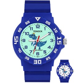 TENOCK Kids Analog Watch for Boys Girls Dinosaur Unicorn Watch with Night Light Waterproof Military Time Teaching Soft Band Watches for Ages 4-10 Great Birthday Gift