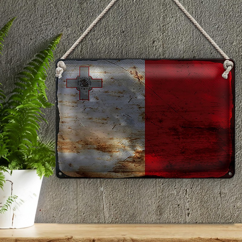 Vintage Malta Flagge | Blechschild | Nostalgie Deko | 18