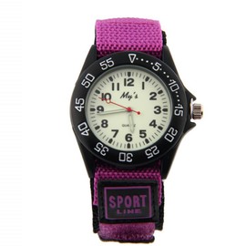 Sport Watch for Men Women Analog Quartz Watch Luminous Military Nylon Strap Hook Loop Wrist Watch Unisex for Teenagers Students, Large (Purple)