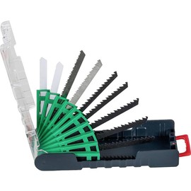 KWB Power Box for Curved Cutting Jig Saw Blade Set for Cutting Wood and Metal (Set of 10) – 1 109180