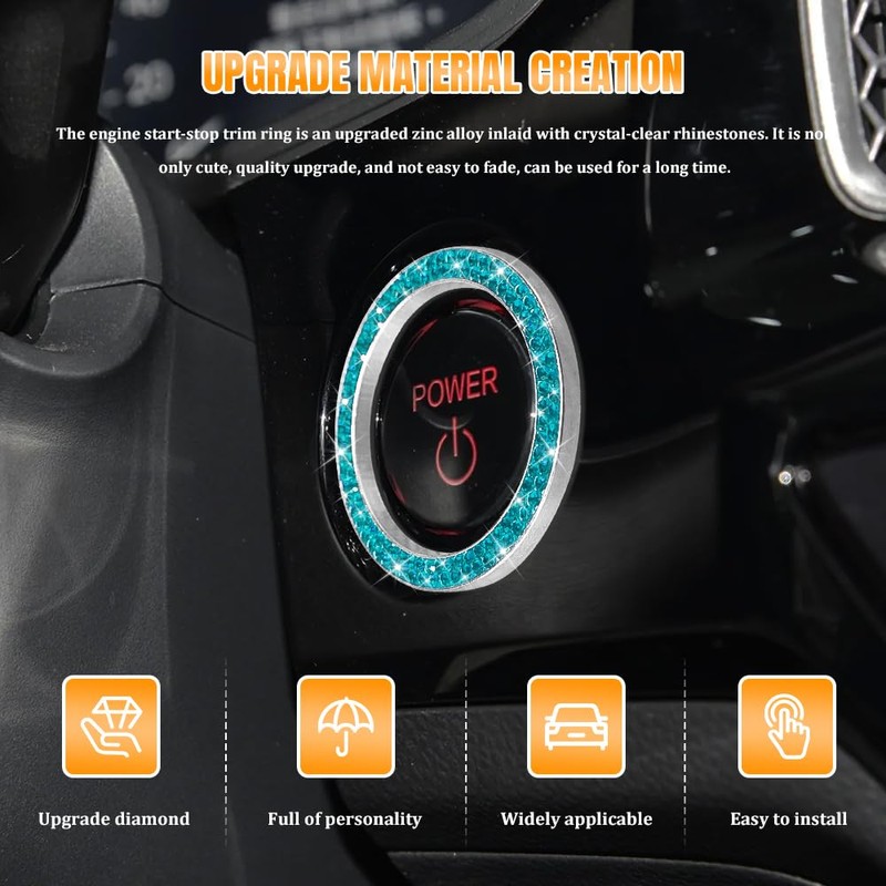 QZTYTY Car Engine Start Stop Decoration Ring, Car Start Button
