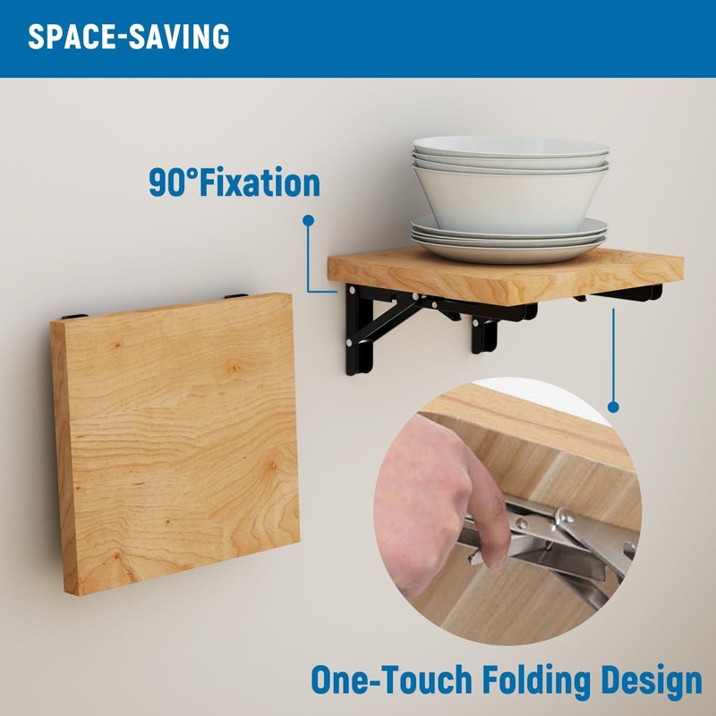 LEOPO 8 inch Folding Shelf Brackets-2 Pack Foldable Heavy Duty