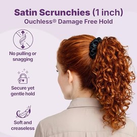 Goody Ouchless One Inch Satin Scrunchies, Frizz Fighting, No Damage Scrunchies, Gentle, Secure & Creaseless Hair Ties for Day and Overnight, All Hair 