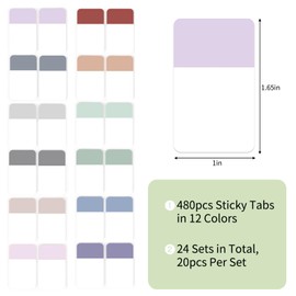 EOOUT 480 Pieces Sticky Tabs, Writable and Repositionable Filing Tabs Flags for Documents Notebooks Classification Aesthetic Office School Supplies