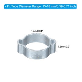 PATIKIL 40 Pack 15-18mm Double Ear Hose Clamp, Galvanized Steel O Clip Crimp Rings for Fuel Petrol Pipe Tube Fitting Connections, Silver Tone