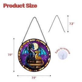 GENANY Couple Dragon Stained Glass Window Hanging, Sun Catcher with Metal Chain and Hook, Romantic Gifts for Women Friends Family, Garden Decor, Housewarming Gifts, Outdoor Decor