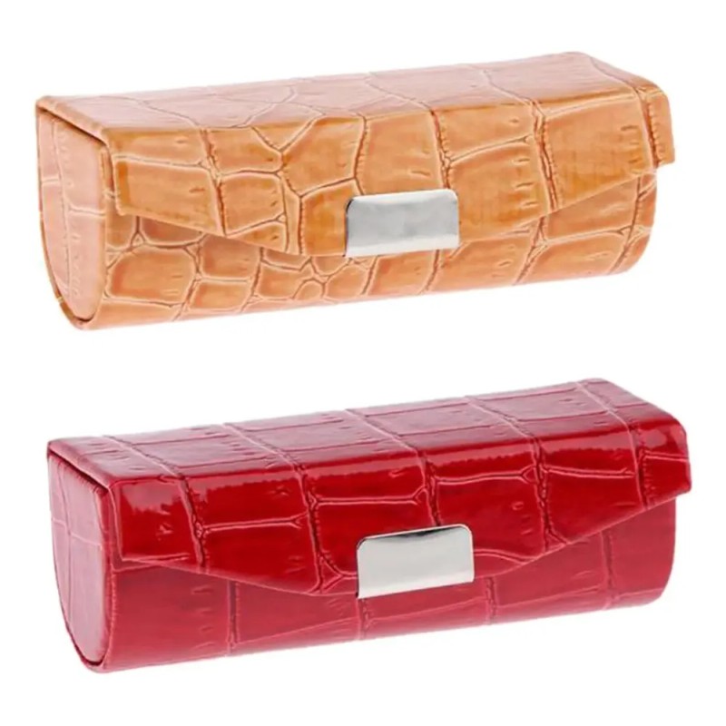 Estuche De Lápiz Labial Individual De Pu Para Rojo Naranja