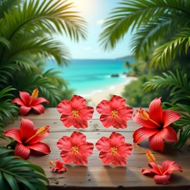 4Pcs Red Hawaiian Flower Hair Clip for Women Girls Fashion Bohemian Flowers Hair Accessory for Dancer Bridal Wedding Beach Party Clips and Barrettes Hair Accessories 8cm