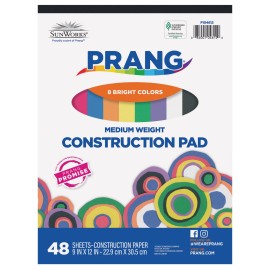 Prang 9 x 12 Assorted Colors Construction Paper Pad 48 Sheets Arts Crafts