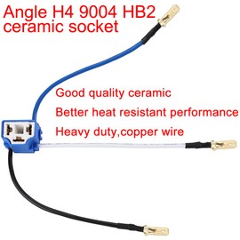 Greluma 2 Pieces Ceramic H4 Socket Angled H4 9003 HB2 Wiring Harness Headlight Connector for Car Truck Boat Marine Headlight Fog Light Retrofit