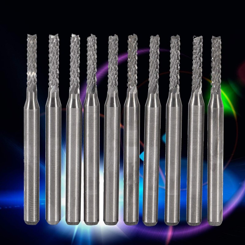 CYSFETENA Pack of 10 2 mm Carbide Milling Cutters, Silver