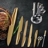 Gold Knife Set，8Pcs Golden Titanium Stainless Steel Dishwasher Safe Kitchen
