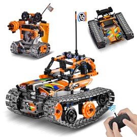 AoHu 3-in-1 STEM Remote Control Building Kits Toys for Kids - 392 Pieces DIY Engineering Science Educational Blocks Kit, RC Racer Tracked Car/Robot/Tank Gift Set for Boys and Girls Aged 8-12