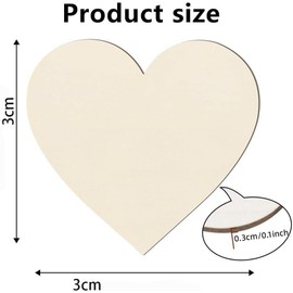 Ajinacious 100 Pcs Pine Wood Heart Wooden Hearts for Crafting, DIY Unfinished Wooden Ornaments Embellishments for Wedding Guest Books, Table Decoration Embellishments (3cm)