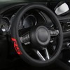 Leather Steering Wheel Cover Compatible with Camaro RS 14-15 Inch(red)