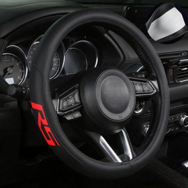 Leather Steering Wheel Cover Compatible with Camaro RS 14-15 Inch(red)