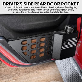 DIAMOOKY Metal Rear Door Pocket Storage Box for Jeep Wrangler JL JLU 4XE 2018-2025 & Gladiator JT 2020-2022 2023 2023 2024 2025 Accessories Door Storage Organizer Molle Panels, Flag, 2PCS