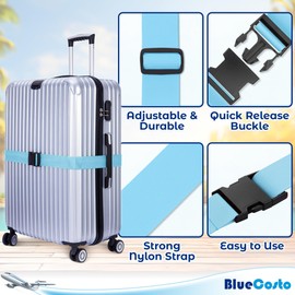 CSTOM 4 x Coloured Suitcase Straps, Luggage Straps, for Suitcase Identification Black