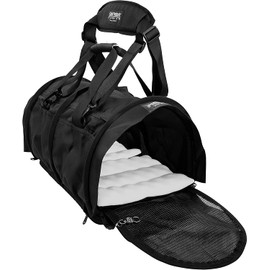 Divided SturdiBag X-Large Pet Carrier: Compartment for 2 Pets, Flexible Height for Cat and Dog Soft Sided with Safety Clips and Seatbelt Straps| Black, 20" x 16" x 12" (PN: SB3D-PRO-BL)