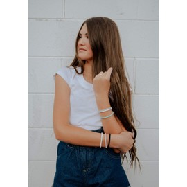 Enso Silicone Bracelet – Weave Stackable Bracelet - Hypoallergenic Rubber Wristband – Comfortable Flexible Band for Active Lifestyle - Medical Grade Silicone (White, L)