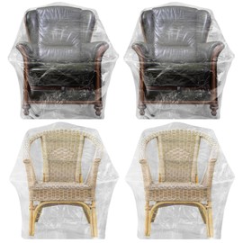 Abbylike 4 Pcs Plastic Furniture Covers Extra Large Recliner Armchair Patio Chair Covers Clear 65 x 42 x 34 Inch Waterproof Dust Proof Swivel Lounge Rocking Chair Protectors for Moving Storage