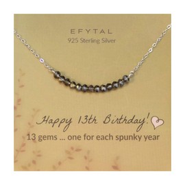 EFYTAL 13th Birthday Gifts, Sterling Silver 13 Bead Necklace Gifts for 13 Year Old, 13 Year Old Gift Ideas, Teen Gifts, 13