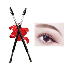 2PCS YAFIYGI Brow Brushes for Eyebrows Pack Professional Double Ended Eyebrow Brush & Spoolie - Angled Brow Brush for Blending of Eye Brow Powders, Waxes & Gels and Precision Application