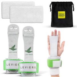 LEVIERO Gymnastics Grips Set Narrow Nippers, Grips for Gymnastics Girls, Dowel Grips with Soft Leather, Hook and Loop Wrist Straps, and Adjustable Finger Holes, for All Ages - (White, 1)