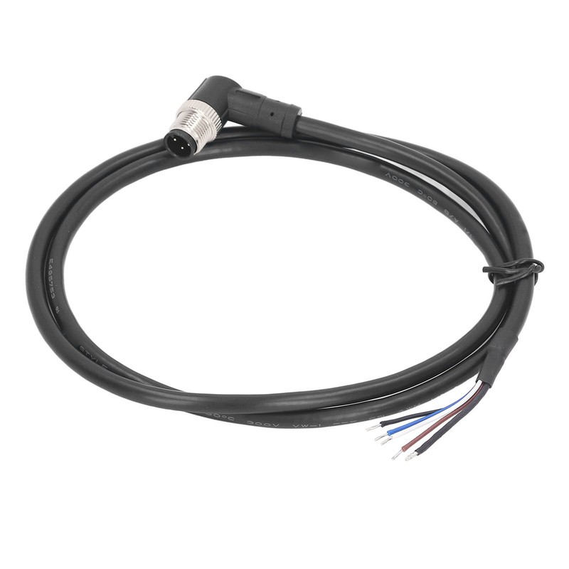 M12 Connector Cable 4 Pin Shielded Right Angle Waterproof Aviation