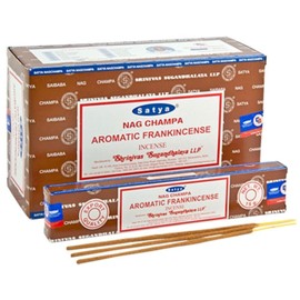 Original Satya Nag Champa Incense Sticks Full Box 12pack for Aromatherapy, Spa, Yoga, Meditation, Healing, Positivity and Relaxation Free Incense Holder (Aromatic Frankincense)