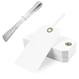 100Pcs Wedding Favor Tags, White Gift Tie on Blank Marking Tags 12x6cm for Presents, Large Price Tag for Clothing Display Luggage Craft