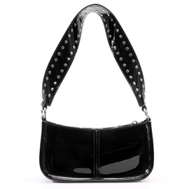 GETERUUV Shoulder Bags for Women Patent Leather Handbags Red Purse Vintage Y2k Studded Shoulder Crossbody Bag Small Hobo Bag