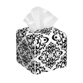 OHEGBXE Vintage Damask Floral Tissue Box Cover Square, Tissue Box Holder Leather Facial Paper Case Decorative Organizer Holder Dispenser Home Office Car Decor