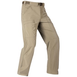 FREE SOLDIER Men's Outdoor Cargo Hiking Pants with Belt Lightweight Waterproof Quick Dry Tactical Pants Nylon Spandex (Khaki 40W/30L)