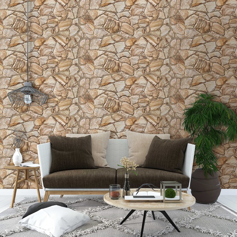 Dundee Deco 3D Wall Panels - Brown Faux Stone PVC
