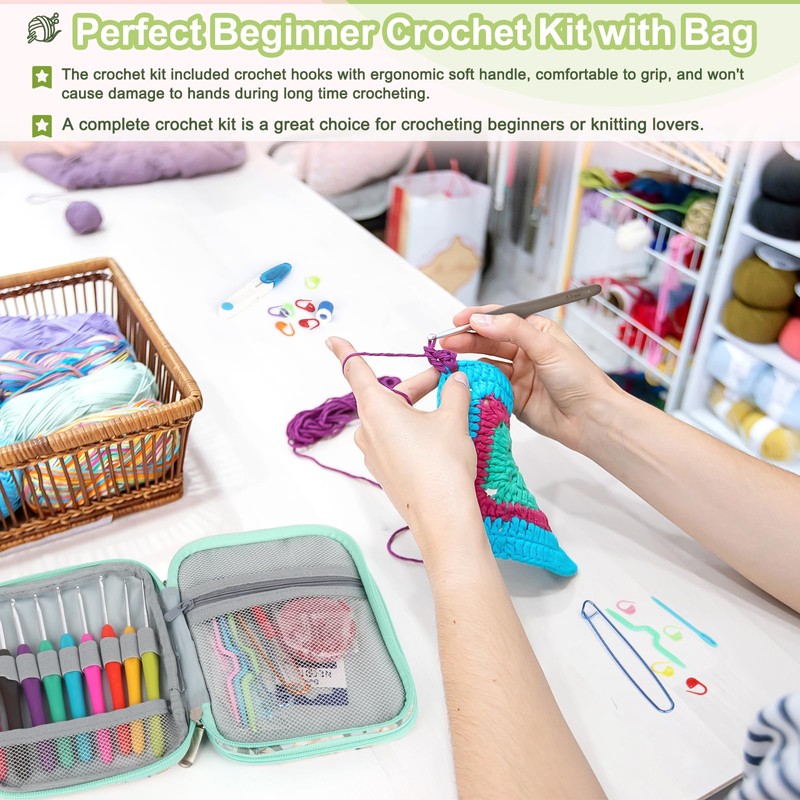 Katech Crochet Hooks Set with Crochet Case, 73 pcs Knitting