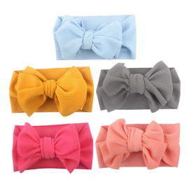 Healeved 5pcs Bowknot Headbands Elastic Soft Hair Bands for Multi Color Blue Pink Yellow Rosy Grey Hair Accessories