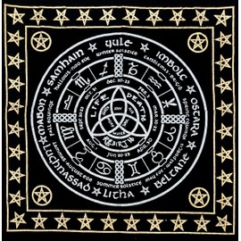 CRAFT KALA Tarot Altar Cloth Cards Divination Special Tablecloth Man Cave pegan Room Bar Home Wall Decor Wiccan Alter Cloths Witchcraft Tentacle Sun Card Table Tapestry (24'' Pagan Wheel)