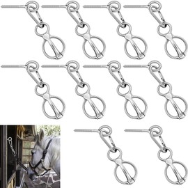 Nuenen Horse Tie Ring Stainless Steel Horse Tack and Supplies Safety Horse Accessories with Eye Bolts and Snaps Saddle Horse Training Equipment for Pulling Back, Silver (3 Sets)