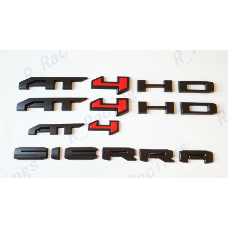 Auto Door Rear Matte Black Red AT4 HD Sierra Emblem
