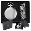 Tiong Silver Men's Smooth Steel Mechanical Pocket Watch with Luminous