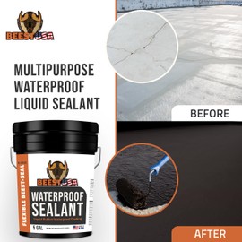 BEEST Liquid Rubber Waterproof Sealant Black, 5 Gallon Covers up to 125-175 Sq ft| Roof Sealant Waterproof Coating for Indoor & Outdoor Leak Repair| Easy to Apply Waterproofing Foundation Sealer