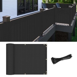 Patio Balcony Privacy Screen Black, 2.5' x 25' Screen Mesh Railing Cover for Apartments, Outdoor Privacy Screen with Zip Ties for Deck Shade Backyard Fence Panel Temporary Porch Fencing