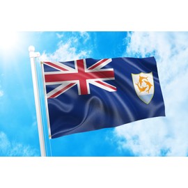 DMSE Anguilla Anguillian British Territory Caribbean Unity, Strength and Endurance Flag 3X5 Ft Foot 100% Polyester 100D Flag UV Resistant (3' X 5' Ft Foot)