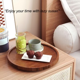 VERTORGAN Lazy Susan Organizer for Kitchen,Bamboo Turntable for Cabinet,Pantry,Vanity,Middle（Brown）