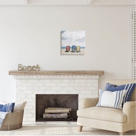 Stupell Industries Beach Chairs Coastal Cloudy Shore Canvas Wall Art, Design by Emma Scarvey