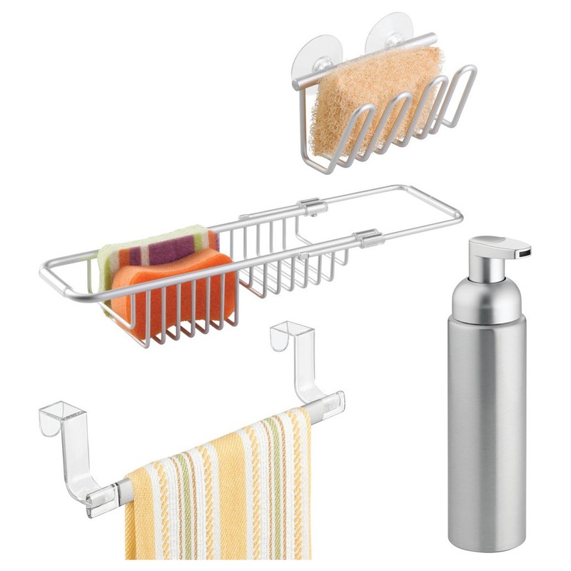 InterDesign Metro Rustproof Aluminum Suction Sponge Holder for Kitchen Sink